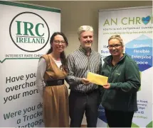  ??  ?? Louise Kilbane - Chairperso­n of An Chroi and Cait O Beirne and Brian Coleman owners of IRC Ireland.