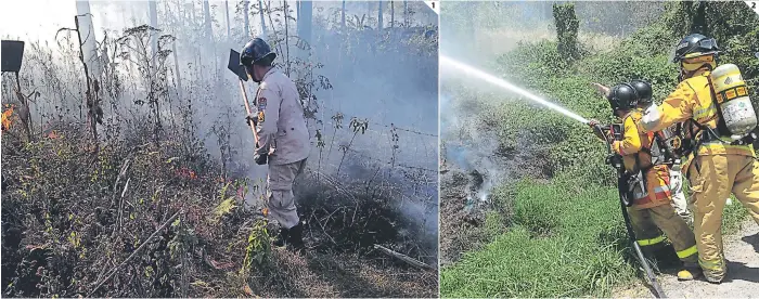  ?? FOTOS: CORTESÍA BOMBEROS ?? (1) El Parque Nacional La Tigra es uno de los lugares turísticos más expuestos a los incendios forestales. (2) En cada incendio, el Cuerpo de Bomberos desplaza una avanzada de seis miembros.