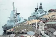  ??  ?? The six warships are all docked in Portsmouth – but it’s nothing to do with engine issues, says the MoD.