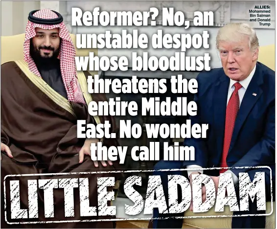  ??  ?? allies: Mohammed Bin Salman and Donald Trump