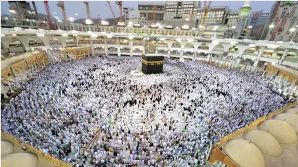  ??  ?? Hundreds of thousands of Muslims flock to the Grand Mosque in Makkah to perform the annual Hajj pilgrimage. (SPA)