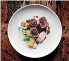  ??  ?? Aberdeen won Plate of Origin the first year it was held in 2016 and this year it created a dish from local shortloin venison with coconut oil, confit kumara, fermented blueberrie­s, macadamia nut cream and port jus.