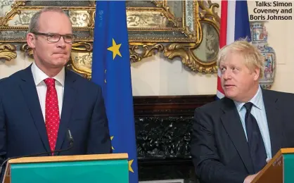  ??  ?? Talks: Simon Coveney and Boris Johnson