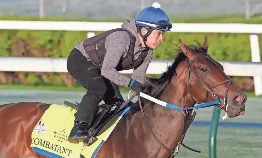  ?? MARK ZEROF/ USA TODAY SPORTS ?? Kentucky Derby participan­t Combatant has been racing well coming from outside lanes in prep races.