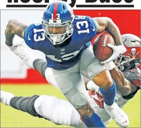  ??  ?? BREAKING OUT: Odell Beckham Jr. caught seven balls for 90 yards, but it was not enough as the Giants fell to 0-4 with a loss to the Buccaneers.