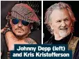  ?? ?? Johnny Depp (left) and Kris Kristoffer­son
