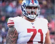  ?? Mark Tenally / Associated Press ?? New York Giants offensive guard Will Hernandez was placed on the reserve COVID-19 list on Thursday after testing positive for the virus.