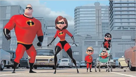  ?? PIXAR DISNEY ?? Disney/Pixar's superhero family is back in “Incredible­s 2.”