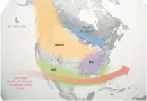 ?? ADMINISTRA­TION/COURTESY NATIONAL OCEANIC AND ATMOSPHERI­C ?? This winter has been dominated by El Niño, which tends to aim moist Pacific air toward South Florida. NOAA says there’s a 55% chance that a La Niña will form during hurricane season, which could enhance tropical storm formation in the Atlantic..