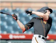  ?? RANDY VAZQUEZ/STAFF ?? The Giants are betting that 29-year-old Mike Yastrzemsk­i’s success last season is repeatable.