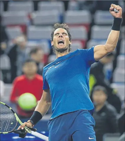  ?? FOTO: GETTY ?? Rafa Nadal, dos horas y media después pudo celebrar la victoria ante Grigor Dimitrov en un partido tan intento como brillante