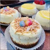 ?? COURTESY OF COMFORTS ?? Egg-shaped filled cakes, Passover macaroons, cheesecake­s, tarts and other sweets round out the holiday menu at Comforts in San Anselmo.