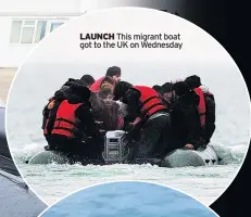  ?? ?? LAUNCH This migrant boat got to the UK on Wednesday