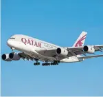  ??  ?? A Qatar Airbus A380 plane coming in to land.