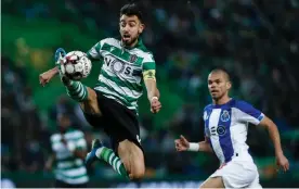  ??  ?? Bruno Fernandes has an impressive range of passing and the ability to change the tempo. Photograph: Miguel A Lopes/EPA