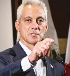  ?? | RICH HEIN/ SUN- TIMES ?? Mayor Rahm Emanuel speaks at the City Club of Chicago.