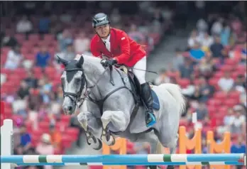  ?? PROVIDED TO CHINA DAILY ?? Meng Quanwei has begun to make a name for himself in domestic show jumping tournament­s and is targeting glory at the Asian Games in Jakarta in August.