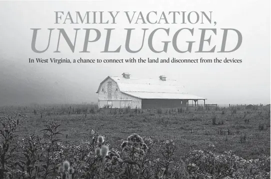  ?? ADAM EWING/PHOTOS FOR THE WASHINGTON POST ?? A barn stands shrouded in morning fog outside Green Bank, which is part of the National Radio Quiet Zone. Radio transmissi­ons are limited here to prevent disruption­s to the Green Bank Telescope.