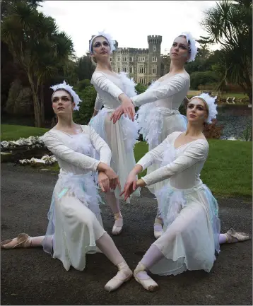  ??  ?? Holly Johnston, Hannah Scully, Carla Fusciardi Wallace and Sorcha Finn from the Wexford School of Ballet who will perform as ‘The Children of Lir’ swans in the new production at the National Opera House on February 3 and 4.