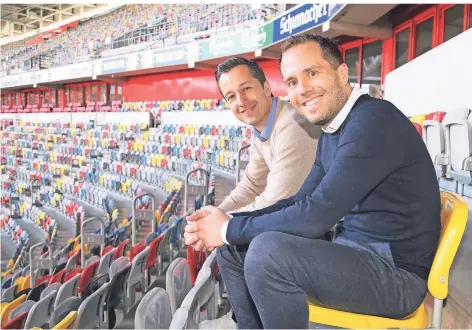  ?? FOTO: FORTUNA DÜSSELDORF ?? Gemeinsam in der Arena in Stockum: Björn Borgerding (li.) und Sebastian Fuchs.