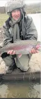  ??  ?? Rainbow man Mikey Malcolm caught this 12lb fish at Broomhill