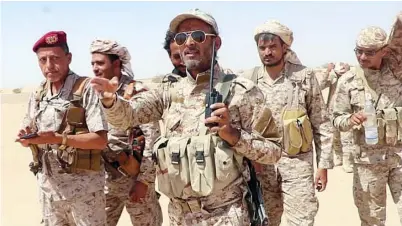  ??  ?? Yemeni soldiers take part in operations against Houthis in the northern province of Jawf. Yemen Ministry of Defense