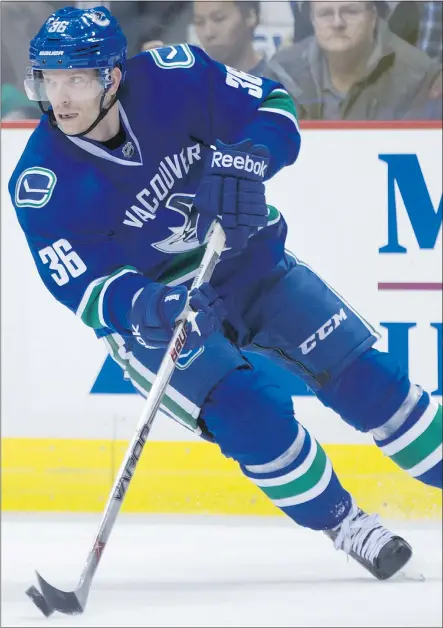  ??  ?? Jannik Hansen has made the Canucks’ top line better, says head coach Willie Desjardins. If the Canucks don’t sign a free agent to play with the Sedins, Hansen might be a fit for the job.