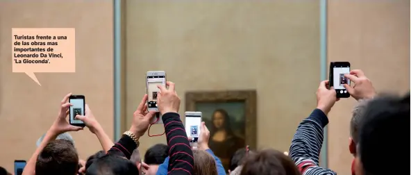  ??  ?? Turistas frente a una de las obras mas importante­s de Leonardo Da Vinci, ‘La Gioconda’.
Shuttersto­ck