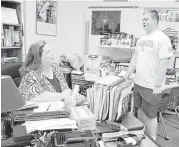  ?? Diana L. Porter / For the Chronicle ?? Katy High School U.S. history teacher Rebecca Lacquey discusses former U.S. President James Madison with junior Peyton Srack in her classroom. Lacquey was presented with the Outstandin­g Teaching of the Humanities award this month by Humanities Texas.