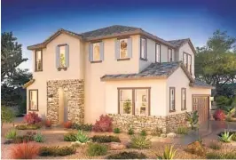  ?? COURTESY PHOTO ?? The cottage-style motor court homes at Summer in Valley Center, come in three f loor plans and a range of exterior colors and textures.