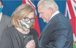  ?? FRANK GUNN THE CANADIAN PRESS ?? Ontario Associate Medical Officer of Health Dr. Barbara Jaffe and Premier Doug Ford both offered dire warnings about the rise of COVID-19 cases on Friday.