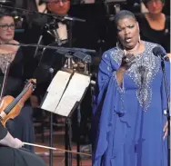  ??  ?? Angela Brown performs during the MLK50 Luminary Awards Concert at Cannon Center for the Performing Arts Monday. YALONDA M. JAMES / THE COMMERCIAL APPEAL