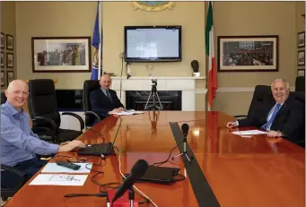  ??  ?? Cathaoirle­ach Cllr John Fleming (back-left) attending a Microsoft Teams training day recently.