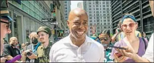  ??  ?? Eric Adams was officially crowned winner of the Democratic primary for mayor on Tuesday. He’ll face Curtis Sliwa in the general election in November.