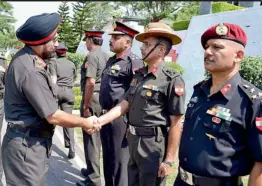  ?? — PTI ?? Army Chief General Bikram Singh arrives at Yol Cantonment for a review of the operationa­l preparedne­ss of the Rising Star Corps based in Pathankot on Sunday.