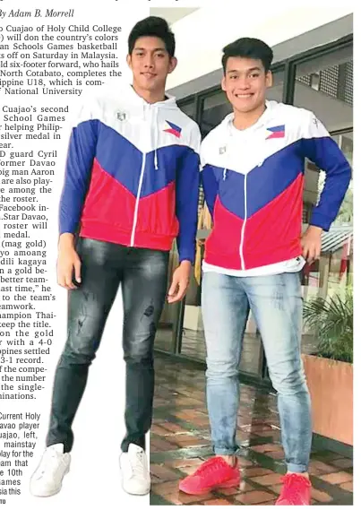  ?? CONTRIBUTE­D PHOTO ?? NOW AND THEN. Current Holy Child College of Davao player Vince Petdedo Cuajao, left, and former HCCD mainstay Cyril Gonzales will play for the Philippine­s U18 team that will compete in the 10th Asean Schools Games that opens in Malaysia this week.