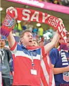  ?? DANIELLE PARHIZKARA­N/USA TODAY SPORTS ?? U.S. fans cheer during the first half Monday at Ahmed Bin Ali Stadium.