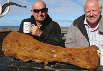  ??  ?? Field day: Amateur archaeolog­ists Dan Chamberlai­n and Russell Yeomans