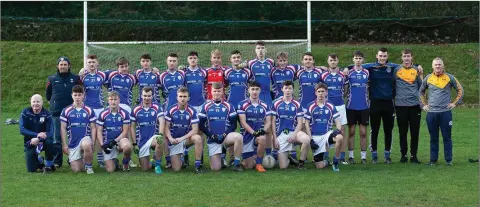  ??  ?? The Naomh Eoin team and mentors ahead of their county semi-final clash with Éire Óg Greystones last weekend.