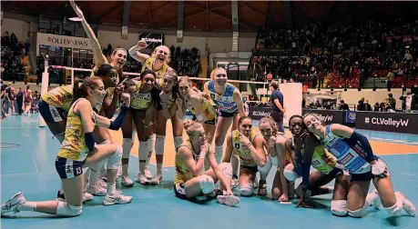  ?? ?? Festa L’esultanza di Conegliano dopo il 3-0 su Monza nell’andata dei quarti di Champions: chi passa è in finale (nell’altro quarto escluse due squadre russe)