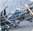  ??  ?? The horrifying moment Ron crashed at 145mph.