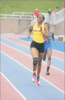  ??  ?? Mallorie Smith of North Point was fourth in the Class 4A 400-meter dash in 57.34 seconds on Saturday at Morgan State University in Baltimore.
