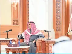  ?? ?? HH the Prime Minister Sheikh Dr Mohammad meets editors-in-chief of local newspapers and media representa­tives at Seif Palace on Feb 5, 2024.