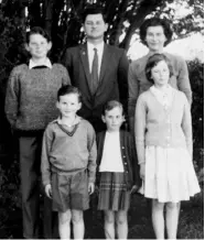  ??  ?? The Lewis family: back row, David, Gwyn and June, in front, Barry, Sally and Christine; David, aged about eight; Sally Lewis today.