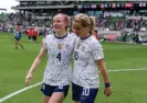  ?? USSF/Getty Images ?? Becky Sauerbrunn, left, and Lindsey Horan of the United States walk off the pitch after an April friendly against Ireland in Austin, Texas. Photograph: Brad Smith/