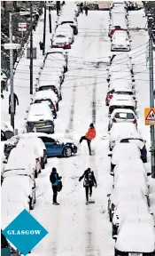  ??  ?? The Beast from the East brought Britain to a standstill leaving many struggling on the roads and disrupting public transport. Crews on the RFA Tidespring, top, were caught in the stormy English Channel and Victor the polar bear appeared contented at...