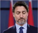  ?? Bild: Sean Kilpatrick ?? Kanadas premiärmin­ister Justin Trudeau under presskonfe­rensen i Ottawa efter flygkrasch­en.