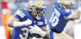  ?? JOHN WOODS/THE CANADIAN PRESS ?? Running back Andrew Harris says the Blue Bombers were “flying around” in practice coming out of the bye week.