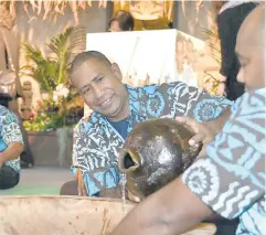  ?? Photo: Office of the Attorney-General ?? Traditonal welcoming ceremony by the Fiji delegation at the opening of the Fiji Pavillion at the Bonn Zone.