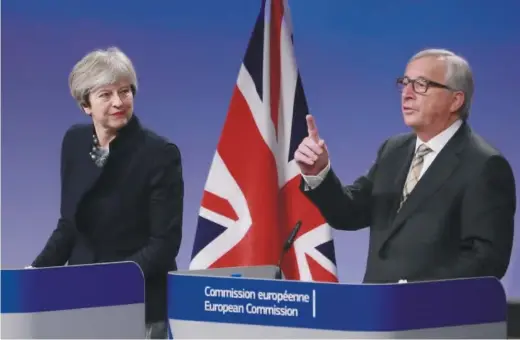  ??  ?? From left: British Prime Minister Theresa May and President of the European Commission Jean-Claude Juncker